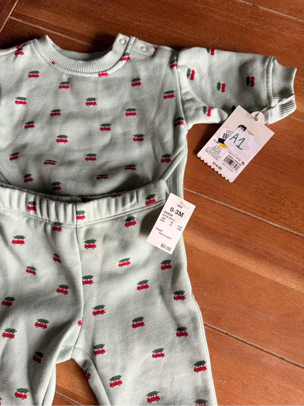Baby 2pc Christmas Holiday Red Truck Fleece Sweatshirt And Jogger Pants Set